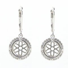 14K White Gold Semi Mount Earrings Setting Round RD 10x10mm - Syzjewelry