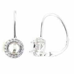 14K White Gold Semi Mount Earrings Setting Round RD 6x6mm - Syzjewelry