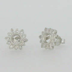 Sterling Silver Semi Mount Earrings Setting Round Rd 5x5mm White Topaz L483E483W - Syzjewelry