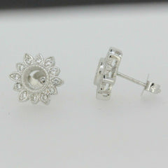 Sterling Silver Semi Mount Earrings Setting Round Rd 5x5mm White Topaz L483E483W - Syzjewelry