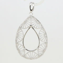 Sterling Silver Semi Mount Pendant Setting Pear Shape PE 18x13mm Filigree - Syzjewelry