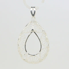 Sterling Silver Semi Mount Pendant Setting Pear Shape PE 18x13mm Filigree - Syzjewelry