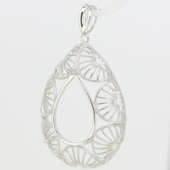 Sterling Silver Semi Mount Pendant Setting Pear Shape PE 18x13mm Filigree - Syzjewelry