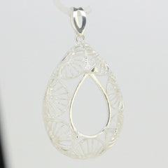 Sterling Silver Semi Mount Pendant Setting Pear Shape PE 18x13mm Filigree - Syzjewelry