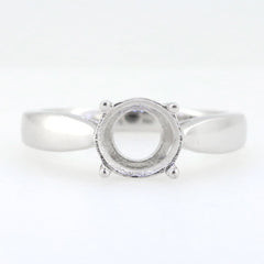 14K White Gold Semi Mount Ring Setting Round RD 8x8mm Solitaire - Syzjewelry