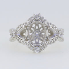 Sterling Silver Semi Mount Ring Setting Oval OV 10X8mm White Topaz P0022PJC2 - Syzjewelry