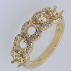 14K Yellow Gold & Diamond Semi Mount Ring Setting Round RD 4x4m size 5 - Syzjewelry