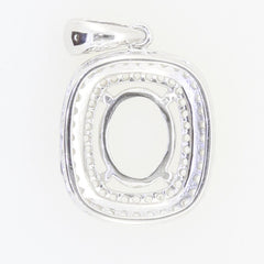 Sterling Silver Semi Mount Pendant Setting Oval OV 9x7mm Double Halo White Topaz - Syzjewelry