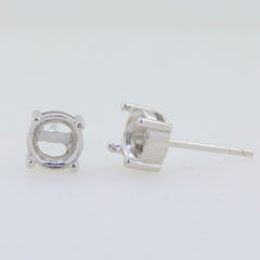 Sterling Silver Semi Mount Earrings Setting Round RD 6x6mm Stud - Syzjewelry