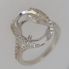 Sterling Silver Semi Mount Ring Setting Oval OV 16X12mm White Topaz PJC2047R - Syzjewelry