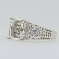 Sterling Silver Semi Mount Ring Setting Cab Cushion CU 10X8mm White Topaz - Syzjewelry