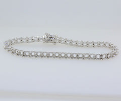 Sterling Silver Semi Mount Tennis Bracelet Setting Round RD 4x4mm 7.5 inch - Syzjewelry