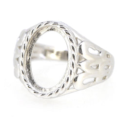 Sterling silver Semi Mount Ring Setting for Cab Oval OV 14x10mm Vintag - Syzjewelry