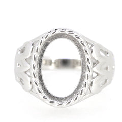 Sterling silver Semi Mount Ring Setting for Cab Oval OV 14x10mm Vintag - Syzjewelry