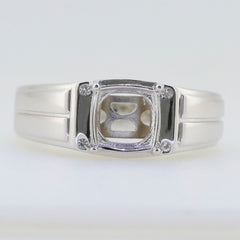 Sterling Silver Semi Mount Ring Setting Cushion CU 8X8mm White Topaz PJC1347 - Syzjewelry