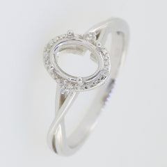 Sterling Silver Semi Mount Ring Setting Oval OV 7x5mm cross shank Whit - Syzjewelry