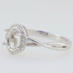 Sterling Silver Semi Mount Ring Setting Oval OV 7x5mm cross shank Whit - Syzjewelry