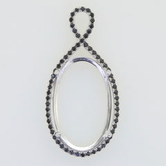 Sterling Silver Semi Mount Pendant Setting Oval OV 22x14mm Cabochon Black Spinel - Syzjewelry