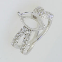 Sterling Silver Semi Mount Ring Setting Marquise MQ 14X7mm Size 9 Whit - Syzjewelry