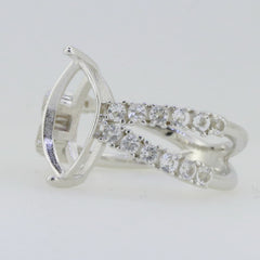 Sterling Silver Semi Mount Ring Setting Marquise MQ 14X7mm Size 9 Whit - Syzjewelry