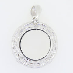 Sterling Silver Semi Mount Pendant Setting Round RD 18x18mm Halo White - Syzjewelry