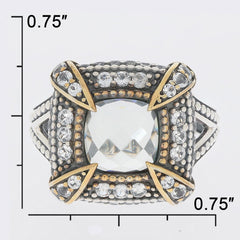 Sterling Silver Semi Mount Ring Setting Cushion CU 8X8mm Two Tone Whit - Syzjewelry