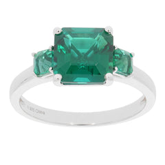 Sterling Silver Semi Mount Ring Setting Emerald OCT 8X8mm SQ 3.5mm 3 Stone - Syzjewelry