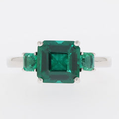 Sterling Silver Semi Mount Ring Setting Emerald OCT 8X8mm SQ 3.5mm 3 Stone - Syzjewelry