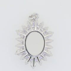 Sterling Silver Semi Mount Pendant Setting Oval OV 15x11mm White Topaz - Syzjewelry