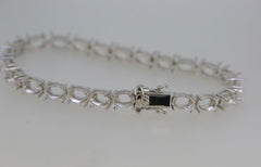 Sterling Silver Semi Mount Tennis Bracelet Setting OV 7x5mm 7 inch White Topaz L - Syzjewelry