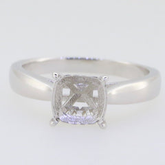 Sterling Silver Semi Mount Ring Setting Cushion CU 7x7mm - Syzjewelry