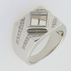 Sterling Silver Semi Mount Ring Setting Princess SQ 7x7mm Men's Ring - Syzjewelry