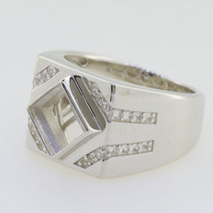 Sterling Silver Semi Mount Ring Setting Princess SQ 7x7mm Men's Ring - Syzjewelry