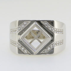 Sterling Silver Semi Mount Ring Setting Princess SQ 7x7mm Men's Ring - Syzjewelry