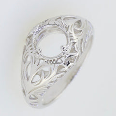 Sterling Silver Semi Mount Ring Setting Round RD 8x8mm White Topaz PJC14918R - Syzjewelry