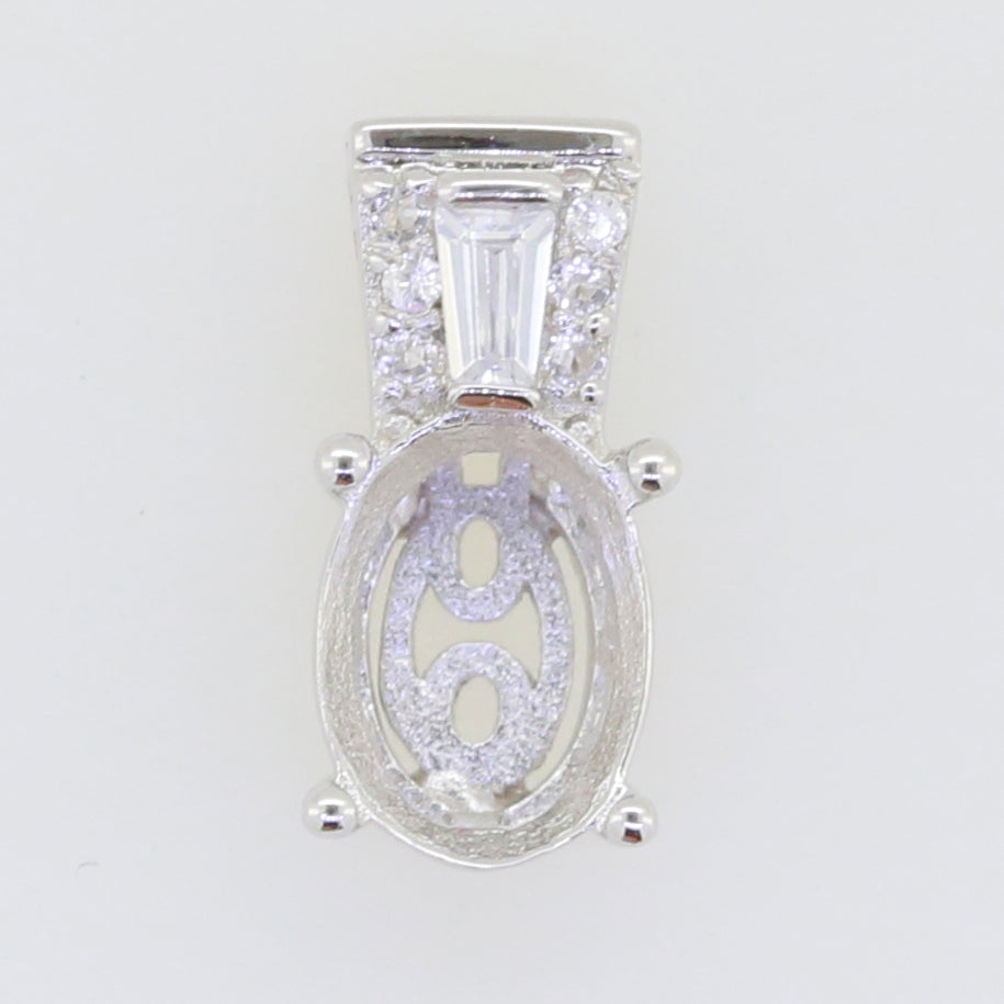 Sterling Silver Semi Mount Pendant Setting Oval OV 8X6mm PJC2157P - Syzjewelry