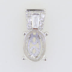 Sterling Silver Semi Mount Pendant Setting Oval OV 8X6mm PJC2157P - Syzjewelry