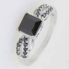 Sterling Silver Natural Black Spinel Princess SQ 6X6mm - Syzjewelry