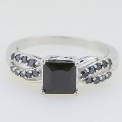 Sterling Silver Natural Black Spinel Princess SQ 6X6mm - Syzjewelry