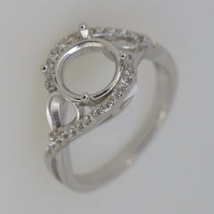 Sterling Silver Semi Mount Ring Setting RD 9x9mm PE 5x4mm 3 Stone - Syzjewelry