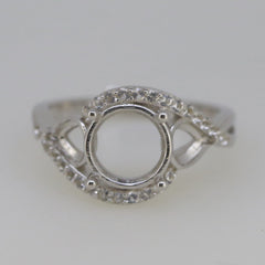 Sterling Silver Semi Mount Ring Setting RD 9x9mm PE 5x4mm 3 Stone - Syzjewelry