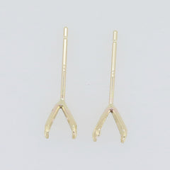 9K Yellow Gold Martini Style Earring Stud Semi Mount RD 4 5 6 7mm - Syzjewelry