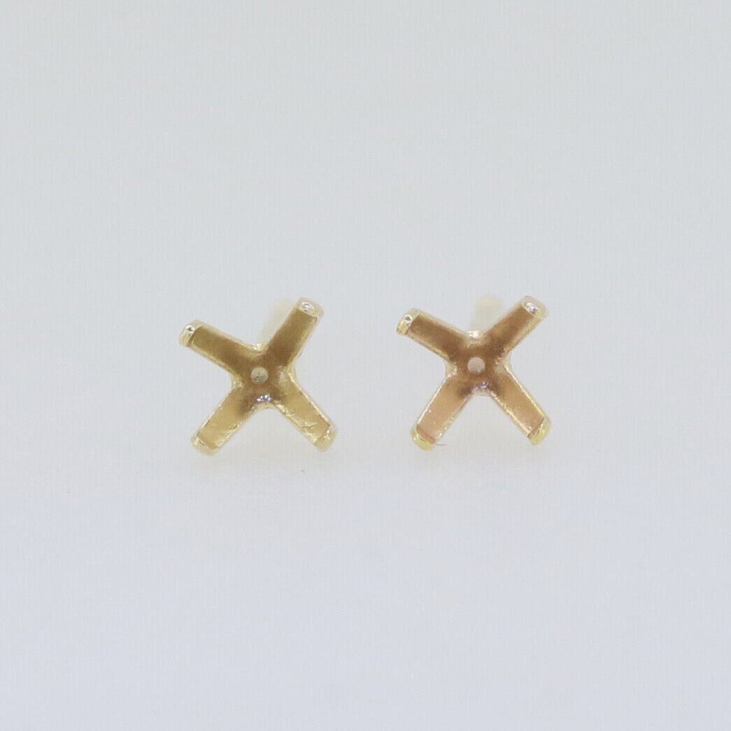 18K Yellow Gold Martini Style Earring Stud Semi Mount RD 4 5 6 7mm - Syzjewelry