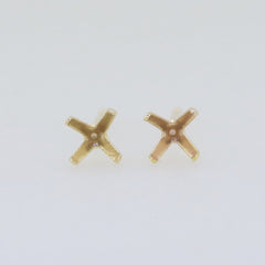 18K Yellow Gold Martini Style Earring Stud Semi Mount RD 4 5 6 7mm - Syzjewelry