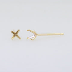 18K Yellow Gold Martini Style Earring Stud Semi Mount RD 4 5 6 7mm - Syzjewelry