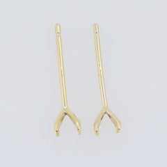 18K Yellow Gold Martini Style Earring Stud Semi Mount RD 4 5 6 7mm - Syzjewelry