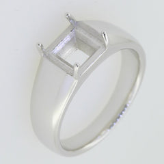 Men's Sterling Silver Semi Mount Ring Setting Princess SQ 7X7mm - Syzjewelry