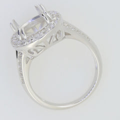 Sterling Silver Semi Mount Ring Setting Oval OV 13X10mm Halo Split Sha - Syzjewelry