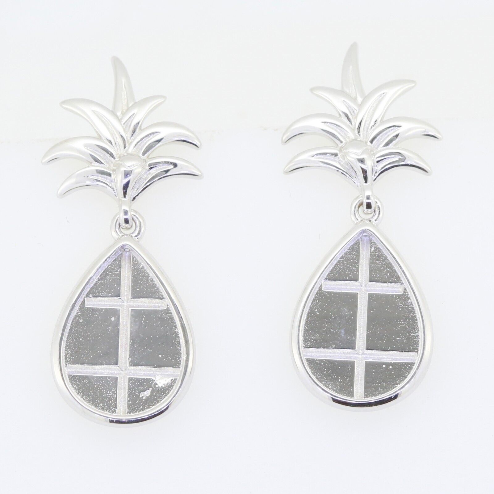 Sterling Silver Semi Mount Earrings Setting Pear PE 14X10mm Pineapple - Syzjewelry