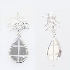 Sterling Silver Semi Mount Earrings Setting Pear PE 14X10mm Pineapple - Syzjewelry